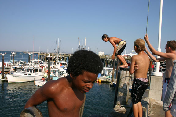 Provincetown Harbor - Kids playing