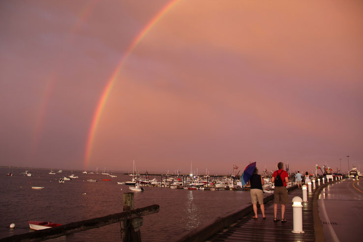 Friday, June 22nd, Double Rainbow over Provincetown Harbor, MacMillan Pier