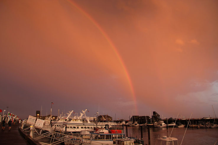 Friday, June 22nd, Double Rainbow over Provincetown Harbor, MacMillan Pier