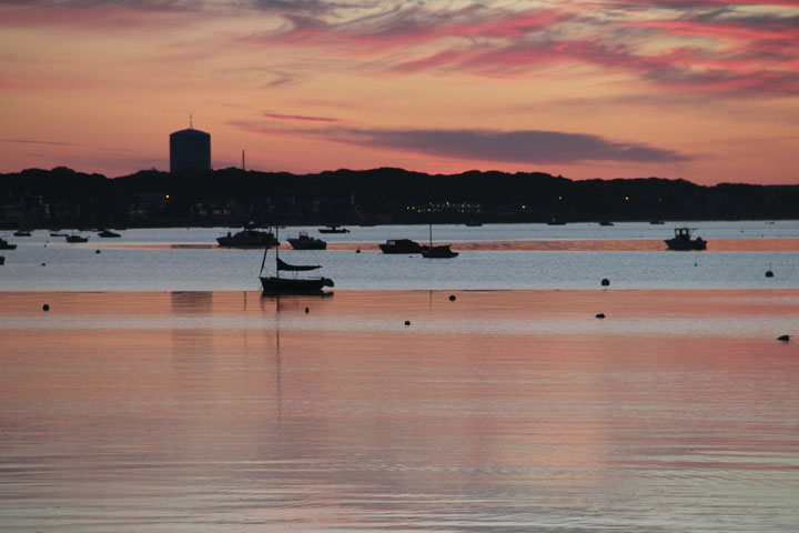 Provincetown Harbor, August 25, 2012 sunrise... East End water tower...