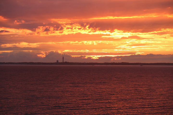 Ptown Sunset, from Small Road in North Truro... night before, from my friend's deck... water glowing with reds