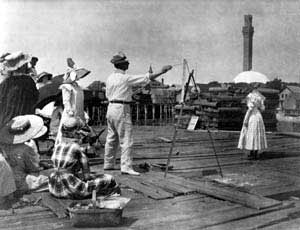 Hawthorne teaching on the pier, Provincetown