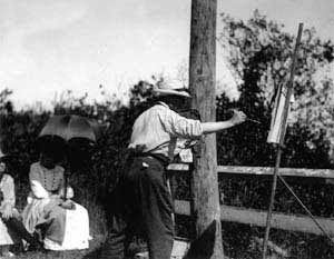 Ambrose WEbster demonstrating to a class on Bradford Street